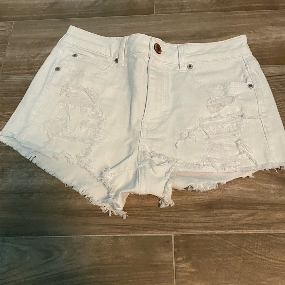 white denim shorts